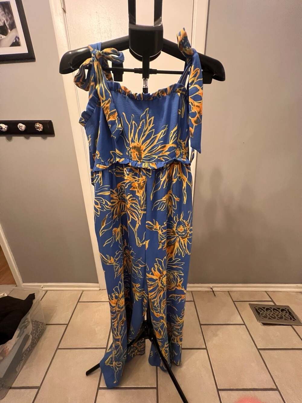 Oddi Blue Sunflower Print Jumpsuit - Picture 2 of 5